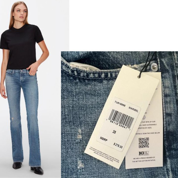 7 For All Mankind Maribel Original Bootcut Beaded floral Size 28 NWT $278 - Picture 3 of 10